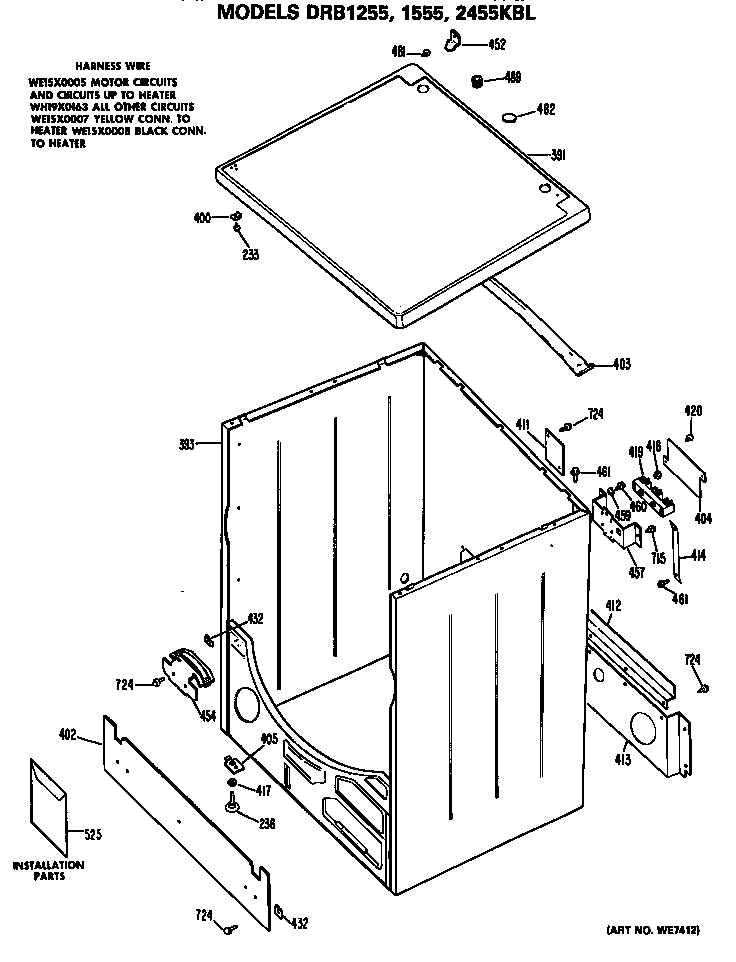 GE DRB1255KBL cabinet diagram