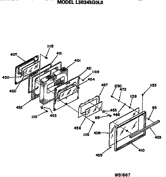 GE L3B345G0L0 door diagram
