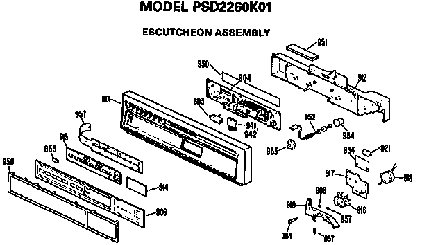GE PSD2260K01 control panel diagram