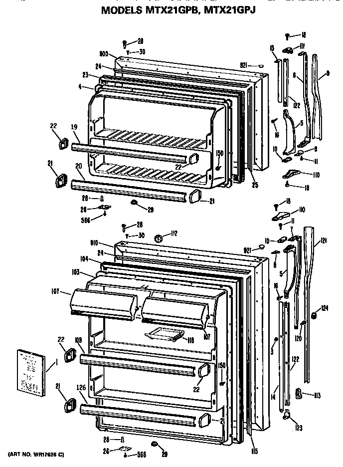 GE MTX21GPBRAD doors diagram