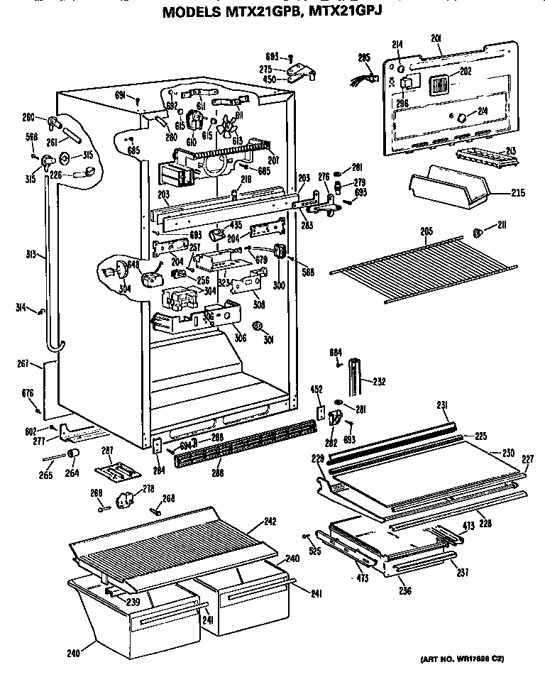 GE MTX21GPBRAD cabinet diagram