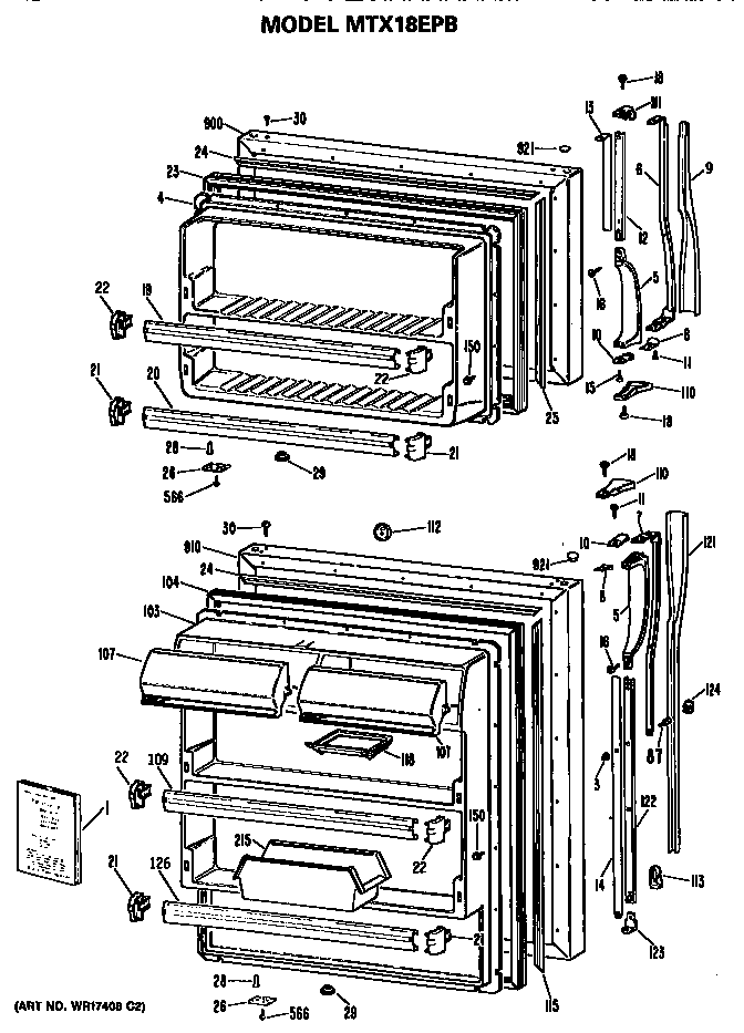 GE MTX18EPBRAD doors diagram