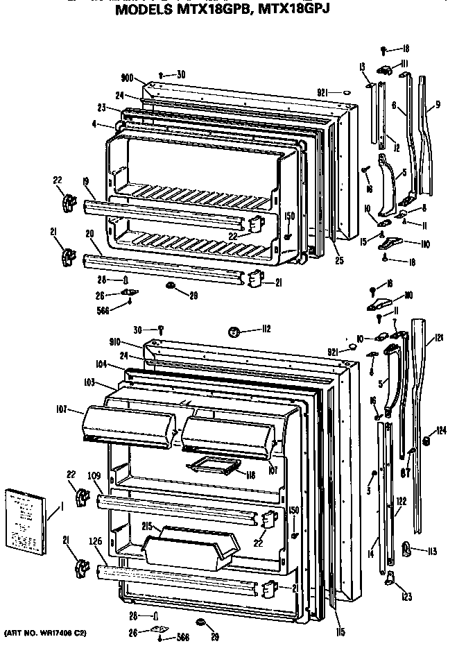 GE MTX18GPJRAD doors diagram