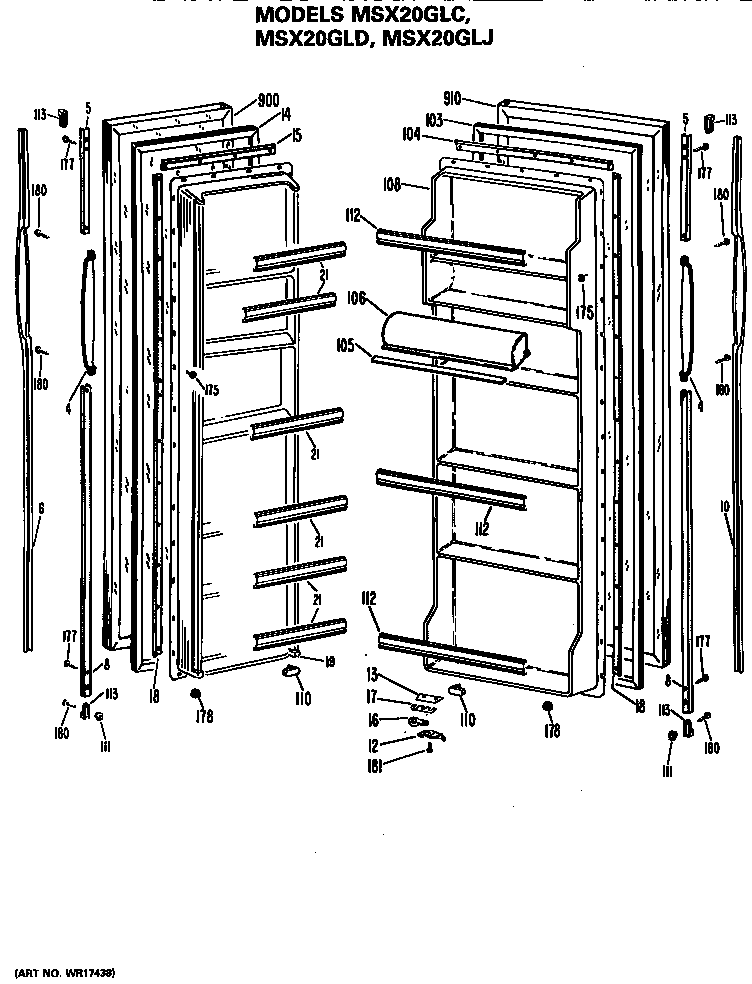 GE MSX20GLJ doors diagram