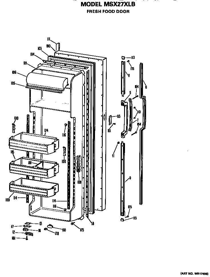 GE MSX27XLB fresh food door diagram