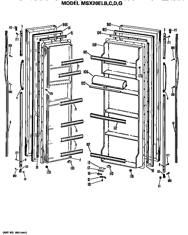 GE MSX20ELD doors diagram