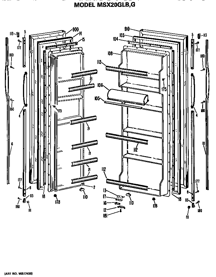 GE MSX20GLB doors diagram