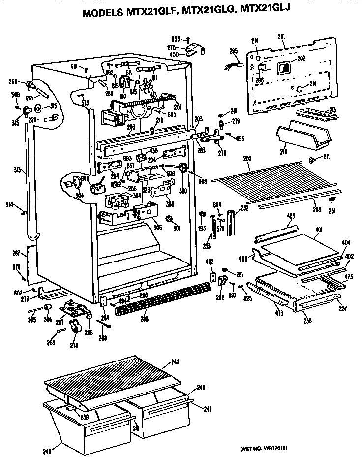 GE MTX21GLFRAD cabinet diagram