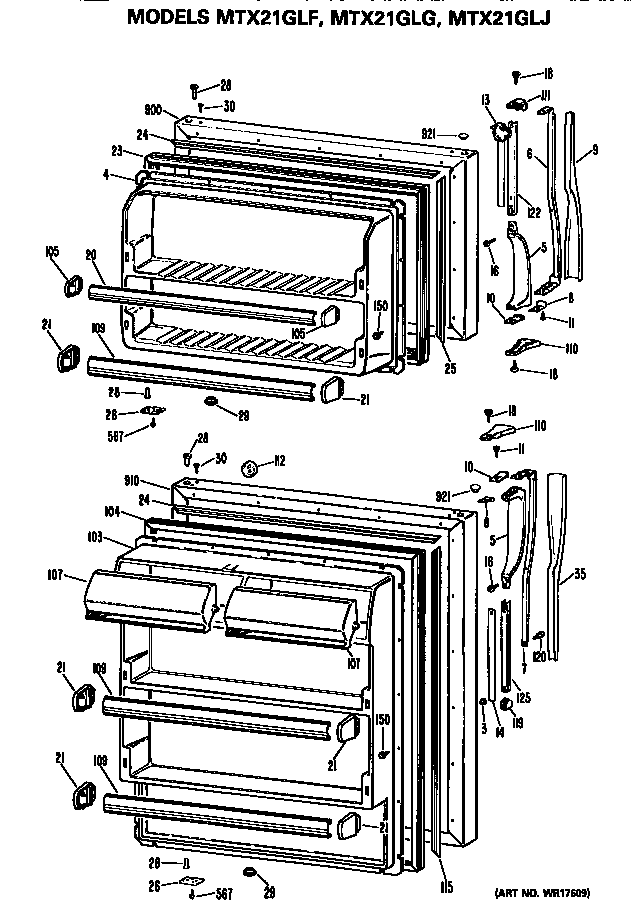 GE MTX21GLFRAD doors diagram