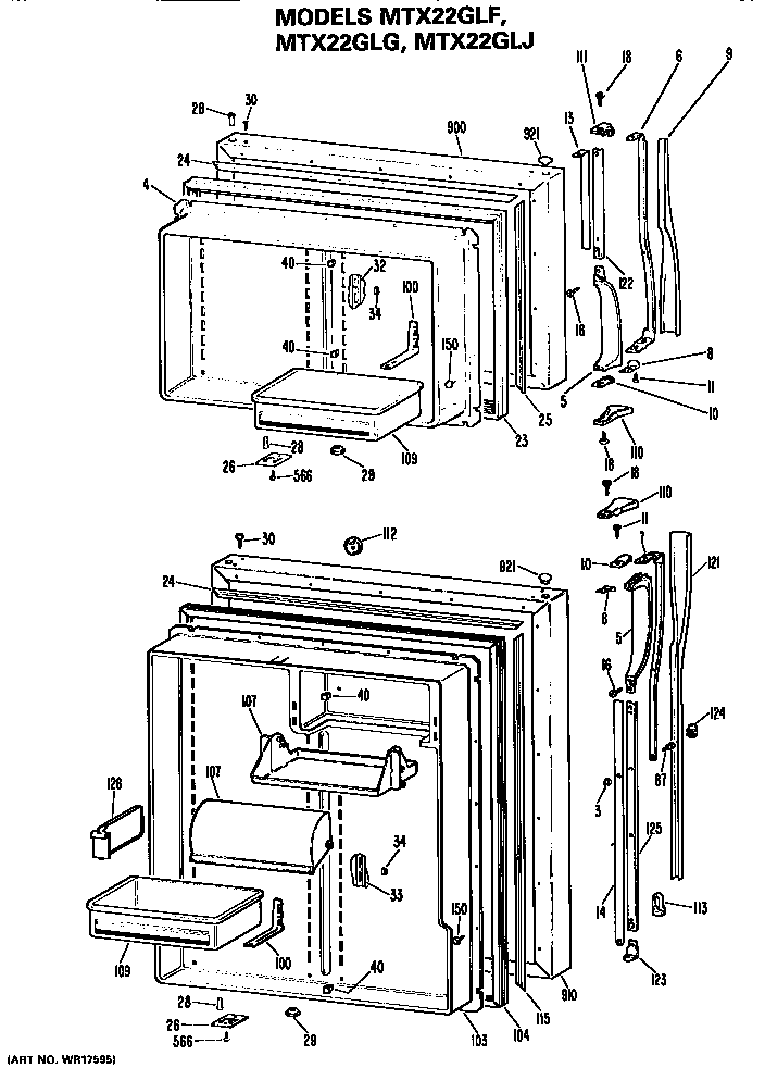 GE MTX22GLFRWH doors diagram
