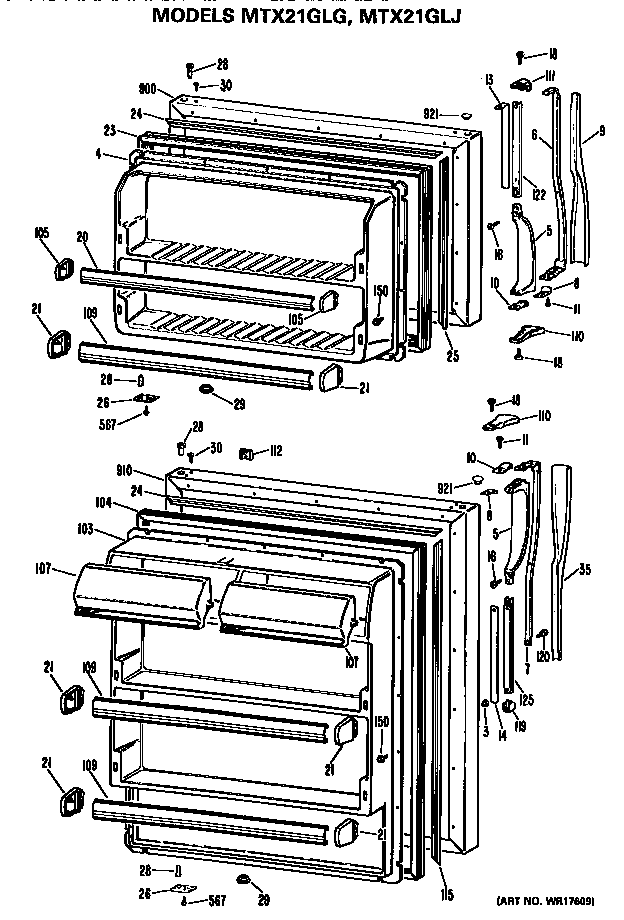 GE MTX21GLGRAD doors diagram