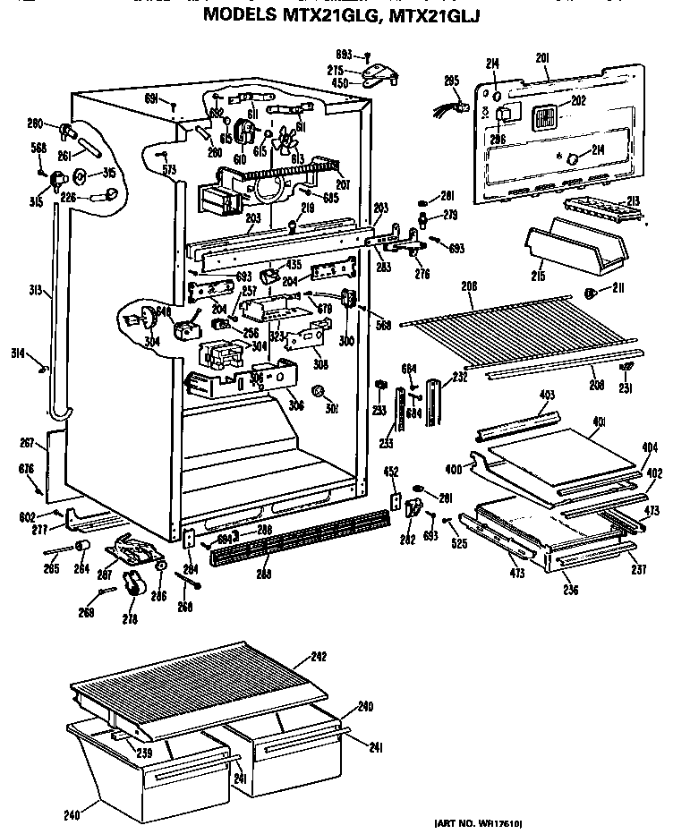 GE MTX21GLGRAD cabinet diagram