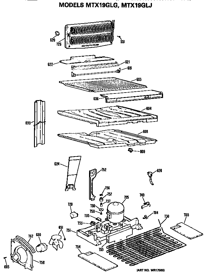 GE MTX19GLGRAD unit diagram