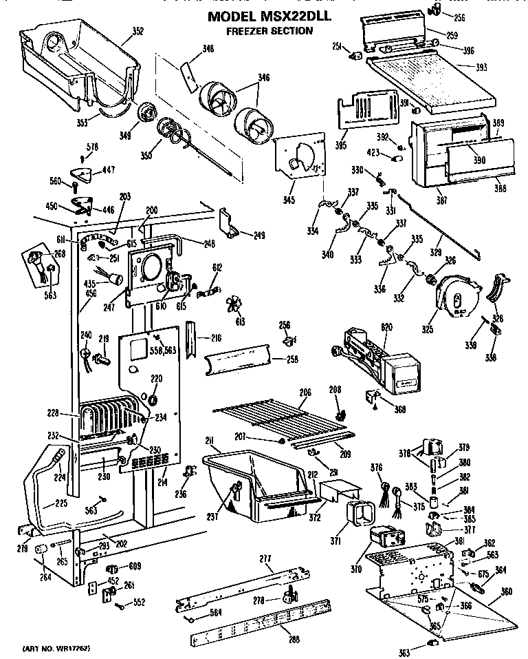 GE MSX22DLL freezer section diagram