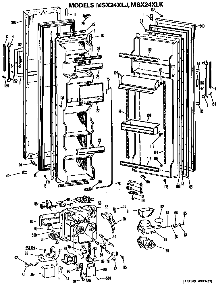 GE MSX24XLK doors diagram