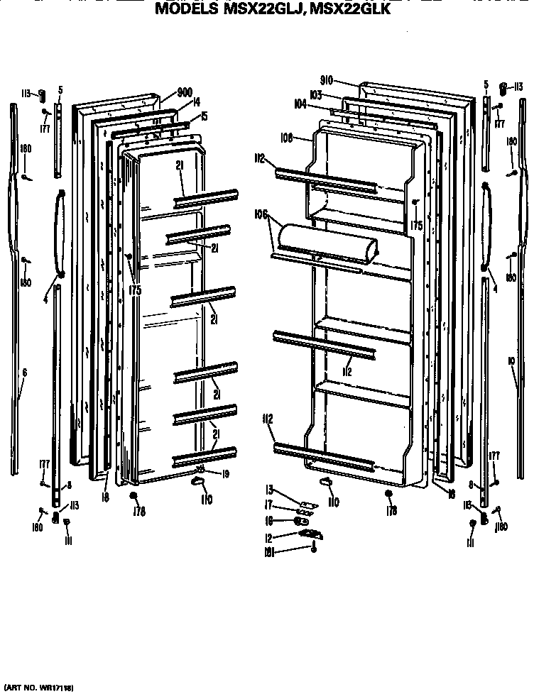GE MSX22GLJ doors diagram