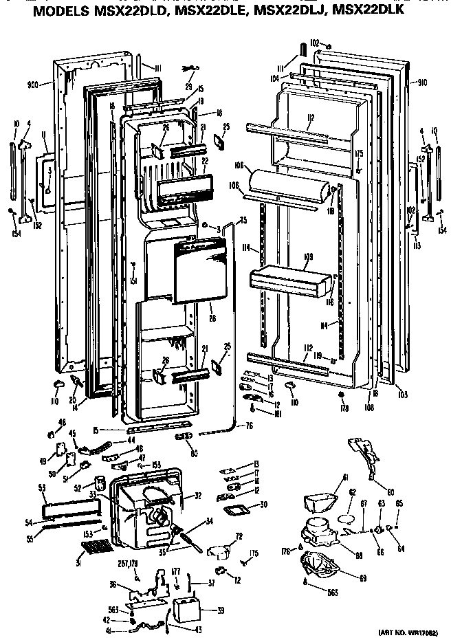 GE MSX22DLE doors diagram