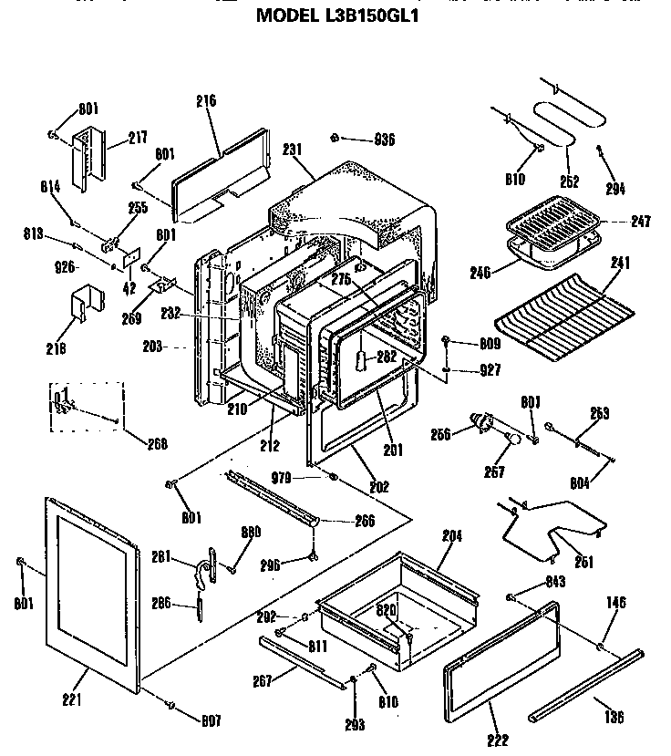 GE L3B150GL1 oven diagram