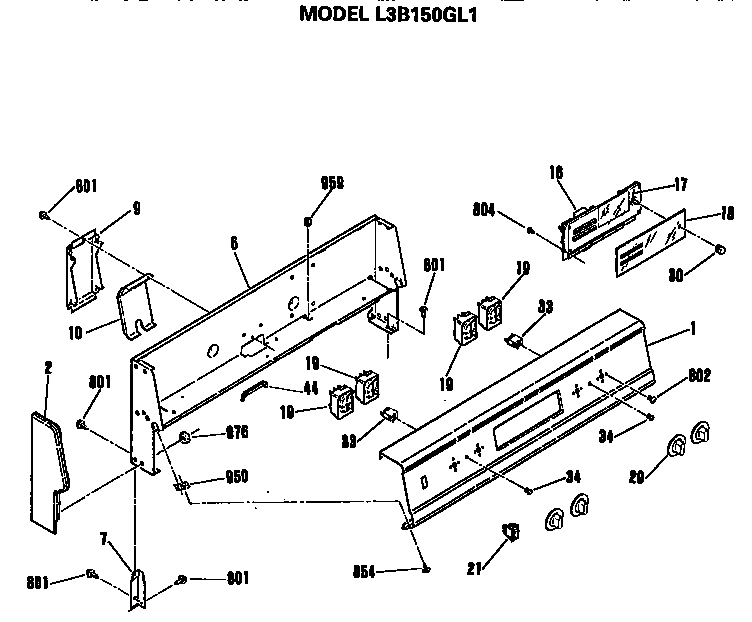 GE L3B150GL1 control panel diagram