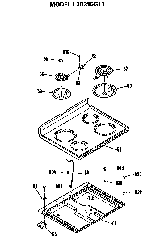 GE L3B315GL1 cooktop diagram