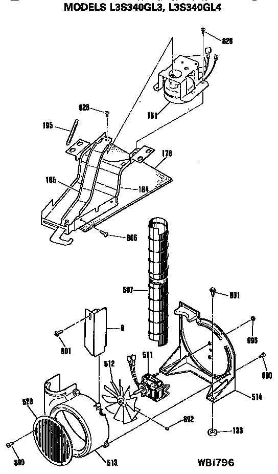 GE L3S340GL4 blower diagram