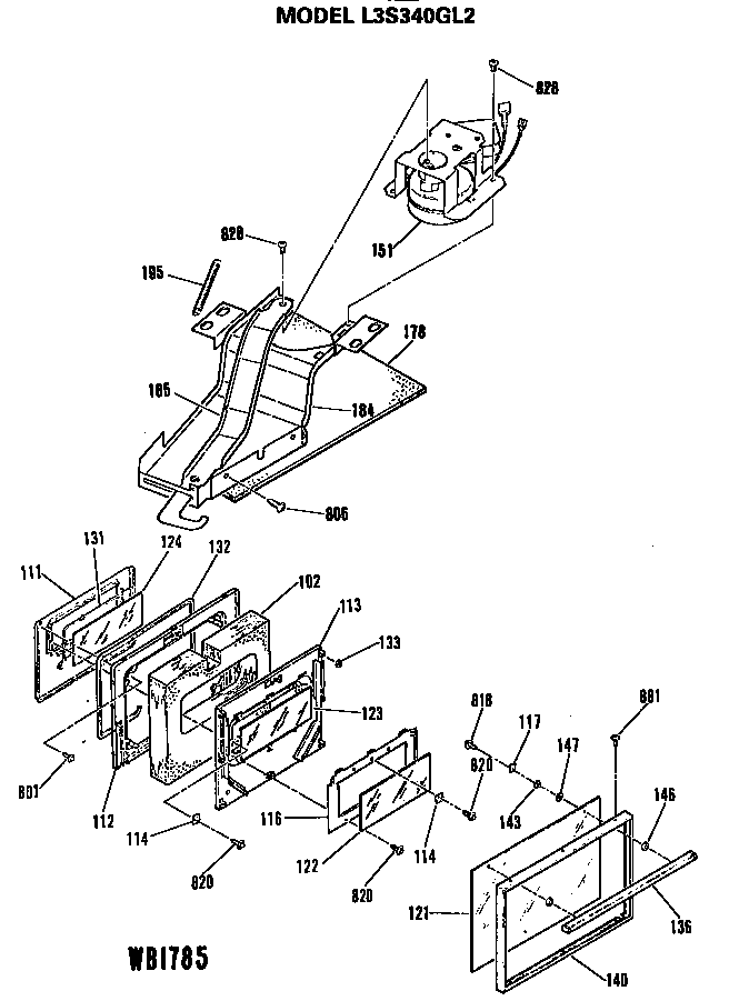 GE L3S340GL2 door/latch diagram