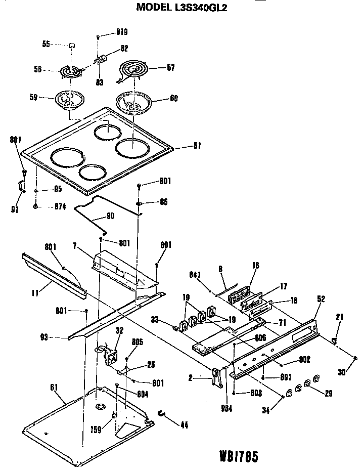 GE L3S340GL2 cooktop diagram
