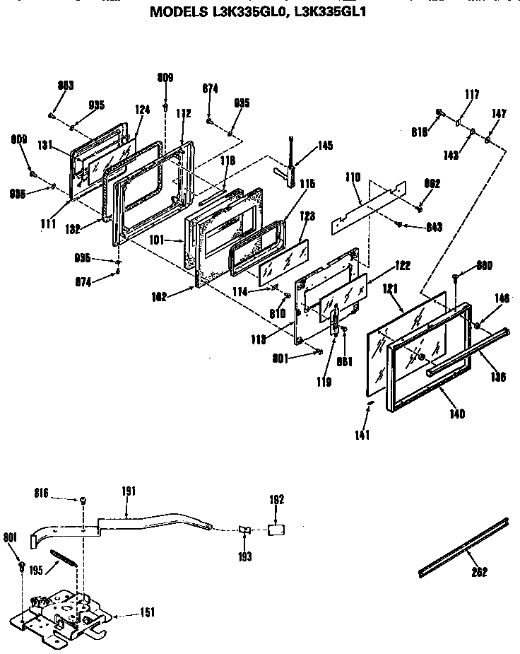 GE L3K335GL0 door/latch diagram