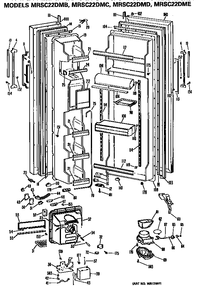 GE MRSC22DMB doors diagram