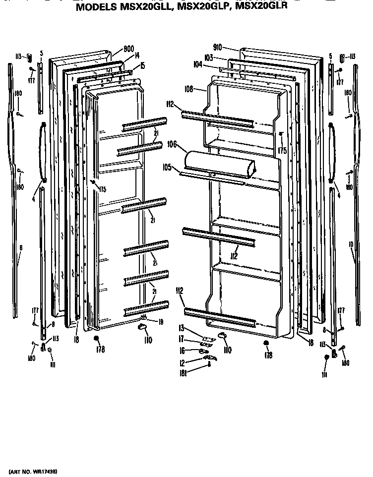 GE MSX20GLP doors diagram