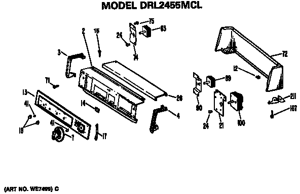 GE DRL2455MCL backsplash for drl2455mcl diagram