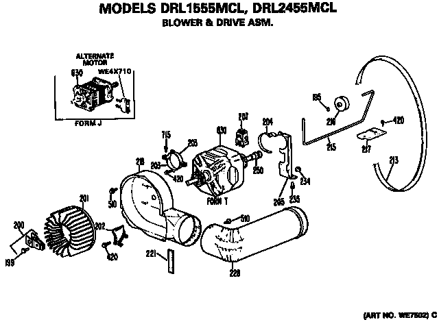 GE DRL2455MCL blower and drive diagram