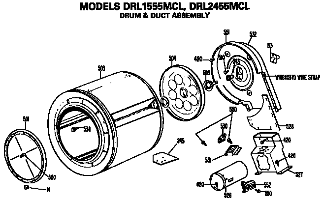 GE DRL2455MCL drum and duct diagram