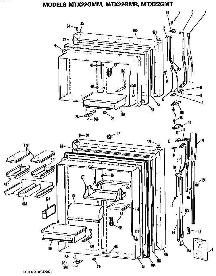 GE MTX22GMRRAD doors diagram