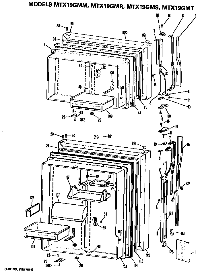 GE MTX19GMSRWH doors diagram