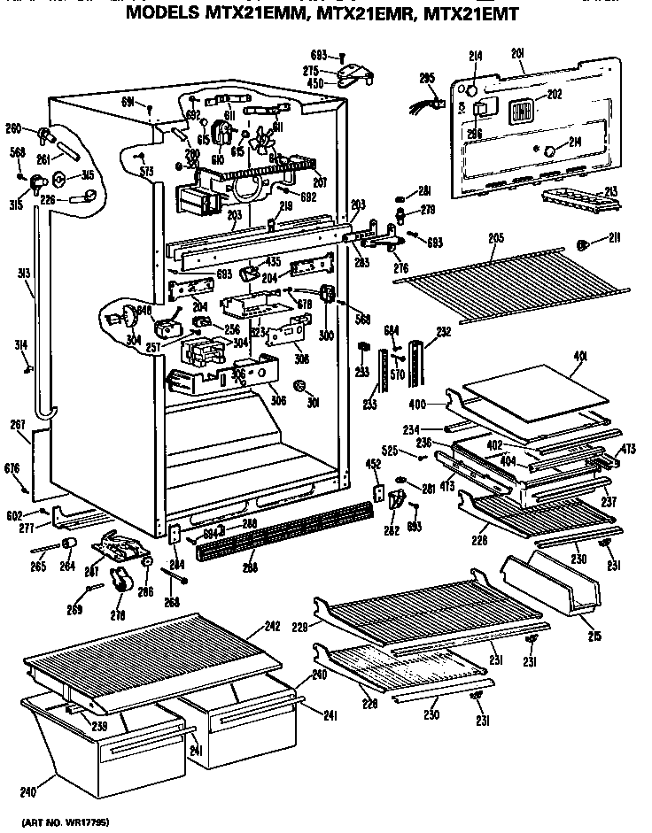 GE MTX21EMRRWH cabinet diagram