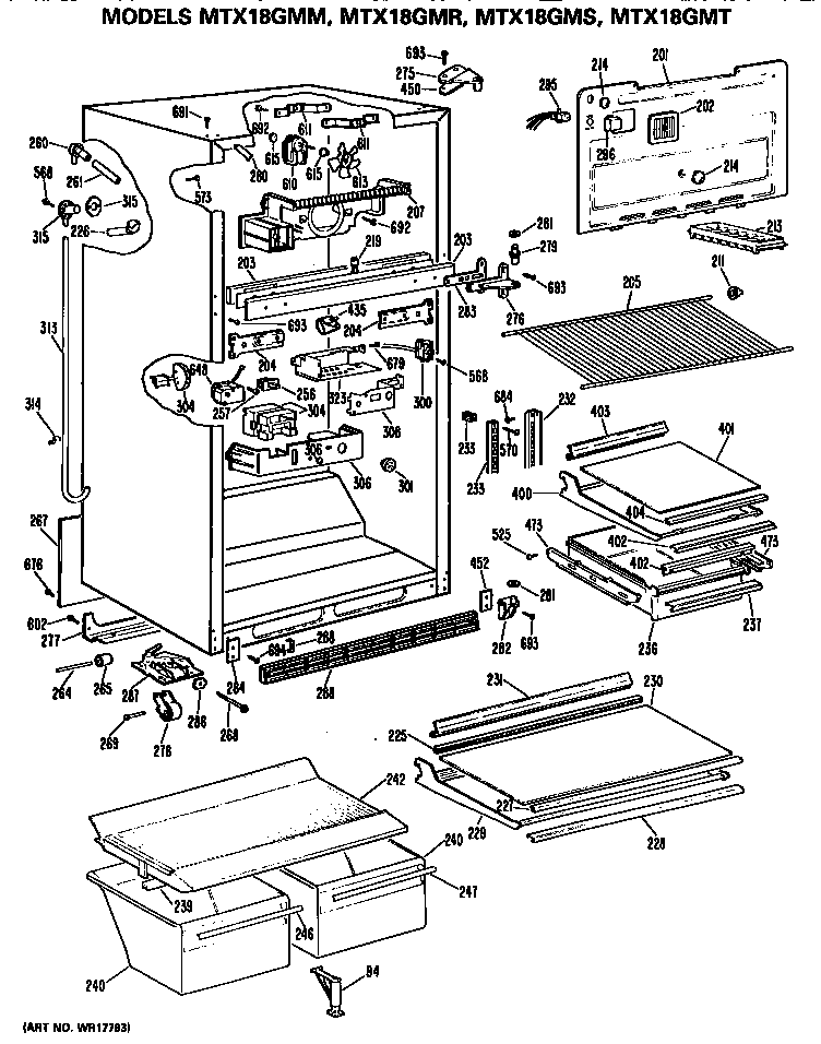 GE MTX18GMRRAD cabinet diagram