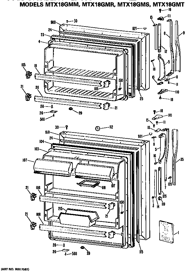 GE MTX18GMRRAD doors diagram