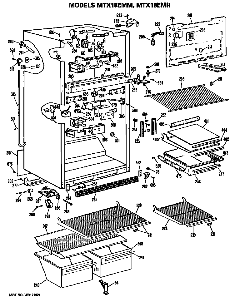 GE MTX18EMMRHA cabinet diagram