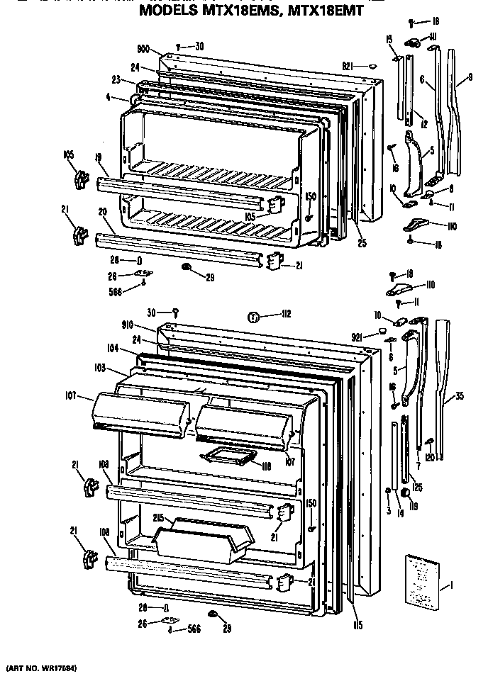 GE MTX18EMSRWH doors diagram