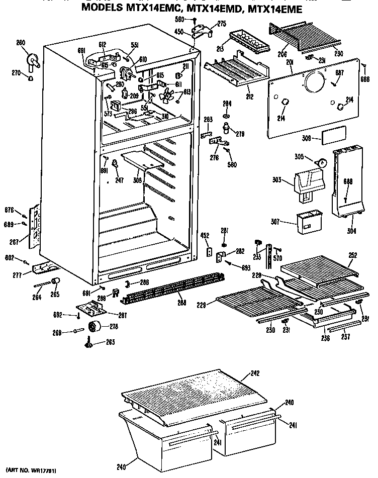 GE MTX14EMDRAD cabinet diagram