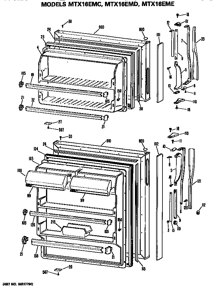 GE MTX16EMDRAD doors diagram
