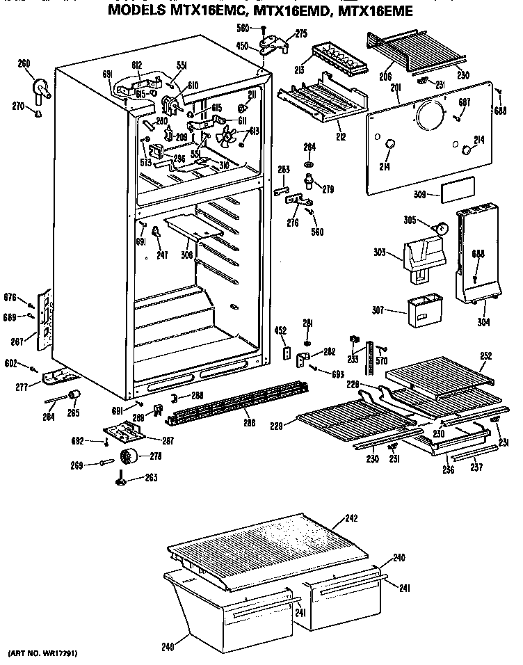 GE MTX16EMDRAD cabinet diagram