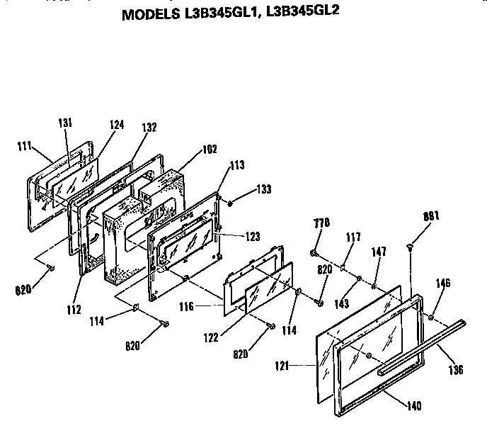 GE L3B345GL2 door diagram
