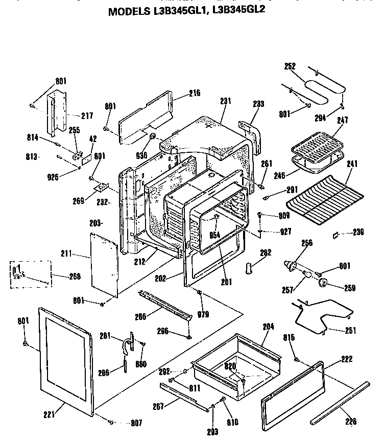 GE L3B345GL2 main body diagram
