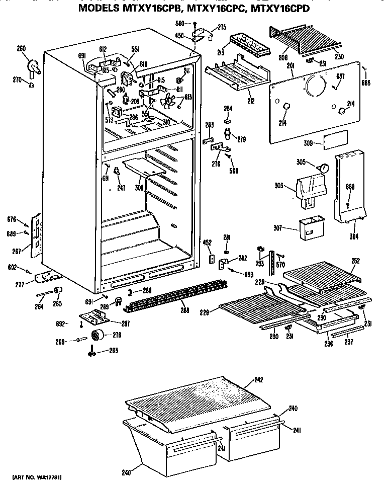 GE MTXY16CPBRWH cabinet diagram