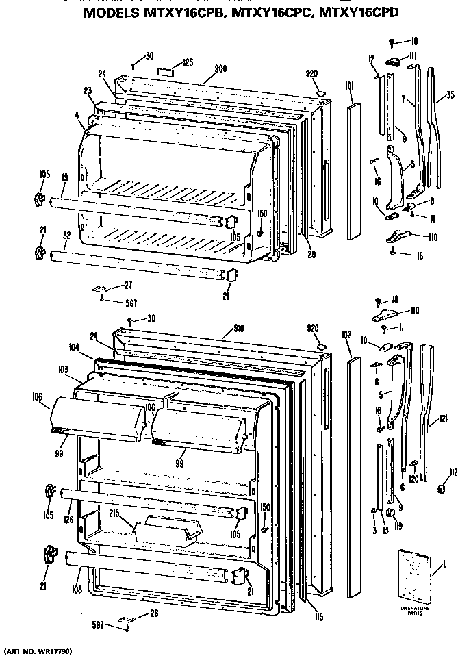 GE MTXY16CPBRWH doors diagram