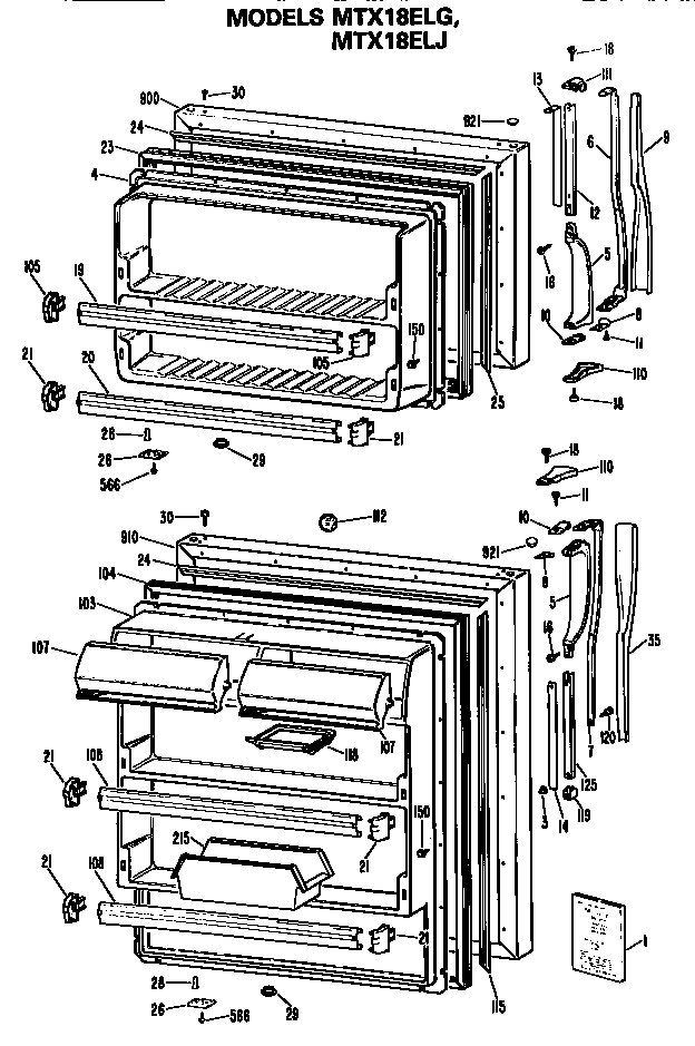 GE MTX18ELGRAD doors diagram