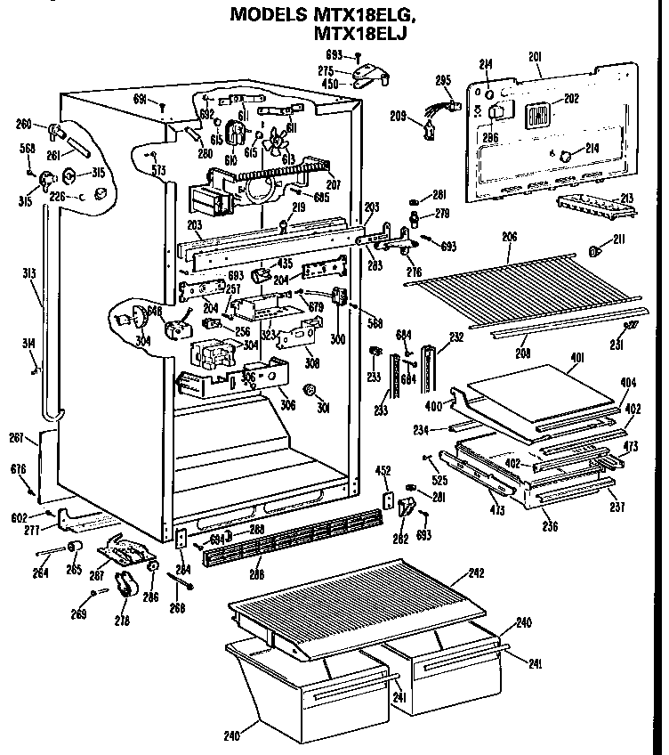 GE MTX18ELGRAD cabinet diagram
