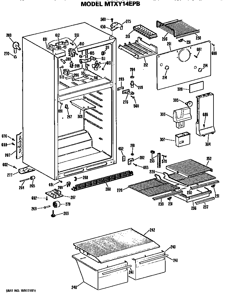 GE MTXY14EPBRWH cabinet diagram